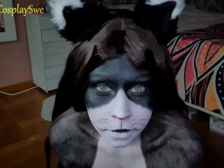 Cat bodypaint Dildo riding and BJ - MisaCosplaySwe