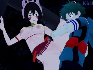 Mandalay and Izuku Midoriya have intense sex in a park at night. - My Hero Academia Hentai