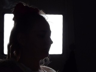 Shadow play while I light a cigarette. Alternative video, by long blonde hair girl