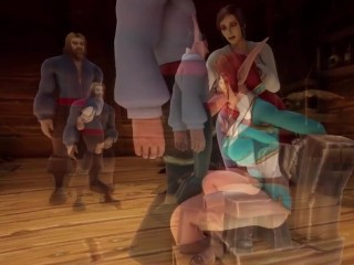 Redhead Elf Gets Railed in Front of Pirates  Warcraft Porn Parody Short Clip