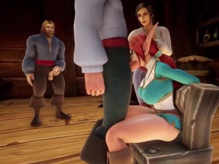 Redhead Elf Gets Railed in Front of Pirates  Warcraft Porn Parody Short Clip