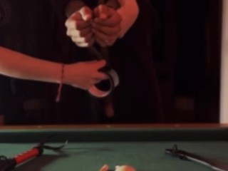 PAWG Beka Banks Ties Her BF Up & Pegs Him On Pool Table Until He EXPLODES!! (Dominatrix)