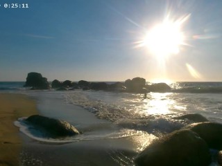 Having naked fun at a non nudist beach. Exchibisionist pure nudism. Great cum shot