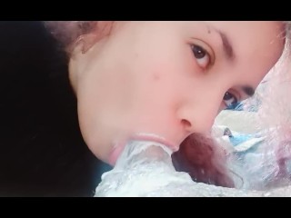 creampie coming back from the throat as he cums,I like looking at my blowjob, looking esperm in dick