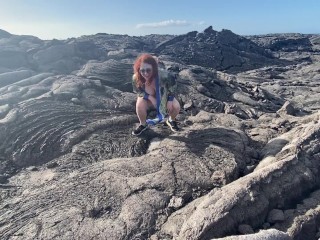 Clover Pisses on Lava while Hiking!