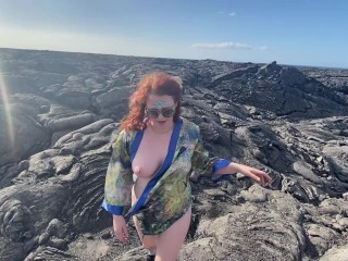 Clover Pisses on Lava while Hiking!