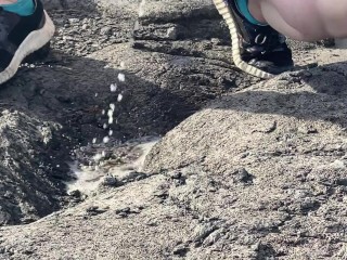 Clover Pisses on Lava while Hiking!