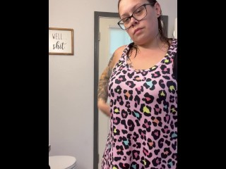 BBW stepmom MILF lotions up and gets dressed your POV