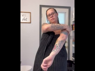 BBW stepmom MILF lotions up and gets dressed your POV