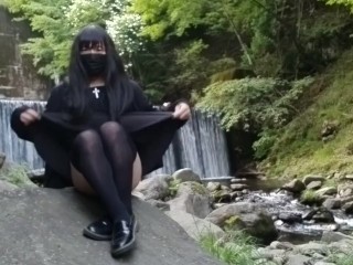 Transgender with a penchant for masturbation and urination deep in the mountains