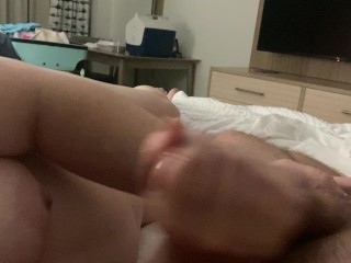 Getting jerked off at a hotel and I cum twice.