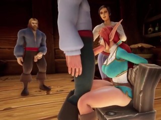 Redhead Elf Gets Railed in Front of Pirates - Warcraft Porn Parody Short Clip