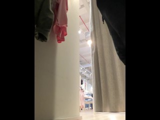 Dick flash and cum in changing room