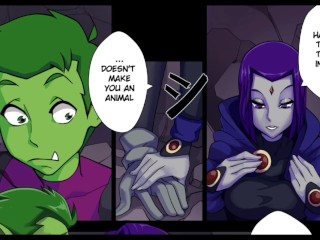 Adult Raven teas beast boy until he fuck her so hard