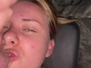 Army Girl Gets Cum on Face