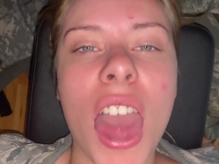 Army Girl Gets Cum on Face