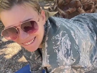 Giving Army Girl Facial in Gym After Almost Caught Outside Fucking