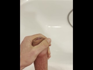 POV solo male stroking his big hard dick until strong orgasm, big dick, slow stroke, big load