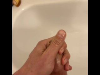 POV solo male stroking himself until strong orgasm, big dick, slow stroke, strong orgasm, big load