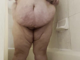 Fat Slut in Shower - Tummy Play, Fingering