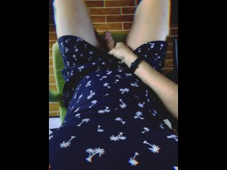 Stroking my Cock in my Summerdress