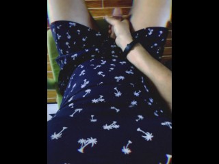 Stroking my Cock in my Summerdress