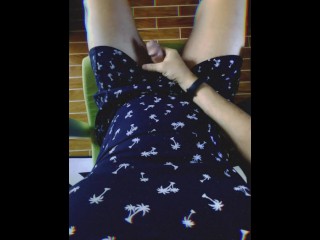 Stroking my Cock in my Summerdress