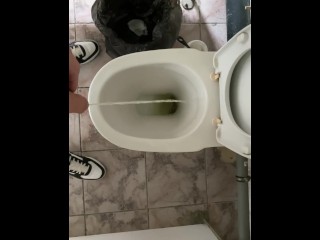 How do men pee in a public toilet? POV