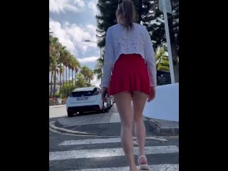 🔥Street walk mini skirt  ass  exhib   in public