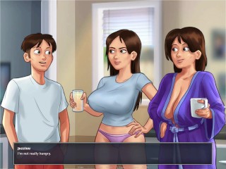 Summertime saga #64 - My boss in pajamas masturbates my cock - Gameplay