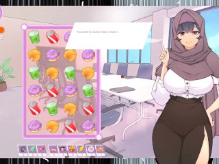 Tsundere Milfin [ HENTAI Game ] Ep.1 muslim boss ass stuck in the elevator with no panties !