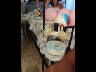 Jerking Off To My Step Mom While She Smokes Cigarettes and Pops Balloons In Her Bra and Panties