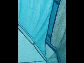 Should I Play With My Wet Pussy In This Tent While It's Raining?