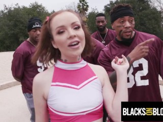 College Cheerleader Gangbanged By Entire Rival Football Team - BlacksOnBlondes