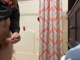 Teen jerking off in the bathroom