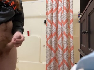 Teen jerking off in the bathroom