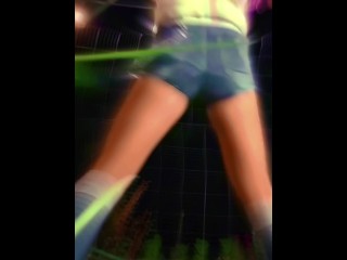 Raving Wet! Wetting my Short-Shorts Hooping and listening to EDM