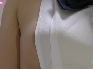 【素人】おっぱいがはみ出た制服を着て耳穴グポグポ耳舐めASMR【Japanese】巨乳 色白 フェチ ムチムチ バイノーラルマイク 3Dio Hentai Asian エロ下着