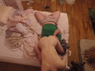 She's Overstimulated, Gets Naked, Sits on His Face, Gets Fingered, and then Fucks Him Cowgirl Style