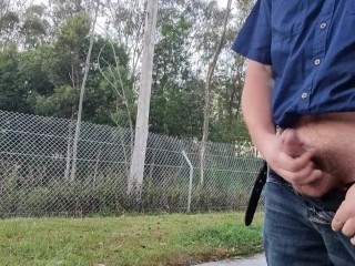 Wank and Cum at Highway Rest Area