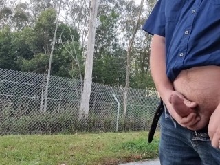 Wank and Cum at Highway Rest Area