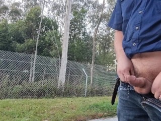 Wank and Cum at Highway Rest Area