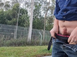 Wank and Cum at Highway Rest Area