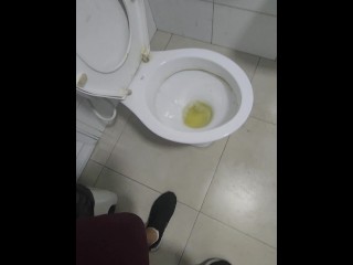 Pissing and Drinking my male's piss in the public restroom 07/01/2023