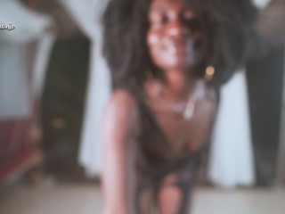 Lingerie on or naked?, alluring lingerie try-on presented by Slinky African Model!