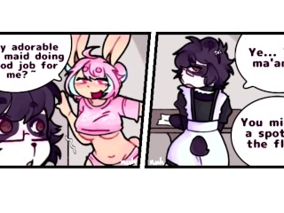 Sexy femboy maid FUCKED HARD by a futa bunny!🐼🍆🐰 (@berryguild @harulunavo)