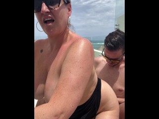 Hot tub dripping creampie, reverse cowgirl & doggystyle fuck