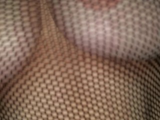 Bitch in Black Fishnets Rides Dick Reverse Cowgirl