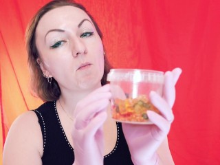 ASMR braces: giantess vore, eating jelly bears, chewing and swallowing, mouth fetish, Arya Grander