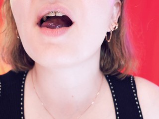 ASMR braces: giantess vore, eating jelly bears, chewing and swallowing, mouth fetish, Arya Grander